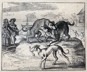 Oud Engels spreekwoord: twee honden vechten om een bot en de derde neemt het weg