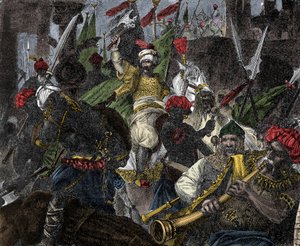 Op 29 mei 1453, bestorming van Constantinopel door Muhammad II, sultan van het Ottomaanse Rijk - Verovering van Constantinopel: het leger van de Ottomaanse sultan Mehmet II (Mehmed II de Veroveraar of Muhammad II Fatih) (1430-1481) belegerde de stad Consta door Unknown artist