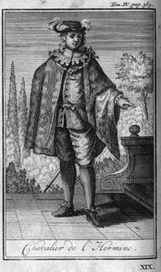 Ridderorden. Ridder van Herminei in Bretagne in de 14e eeuw. In "Geschiedenis van militaire orden of ridders, van de veilige en routinematige milities van beide geslachten, die tot nu toe zijn opgericht. Editie genomen van Abbe Giustiniani, R.P.Bonani