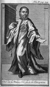 Ridderorden. Ridder van de christelijke militie of conceptie in Duitsland in de 17e eeuw. In History of military orders or knights, of the secure and routine militias of both sexes, which have been set up so far. Editie genomen van Abbe Giustiniani