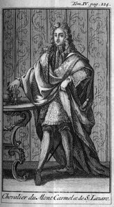 Ridderorden. Ridder van de Orde van de Karmelberg en Sint Lazarus in Frankrijk in de 17e eeuw. In 
