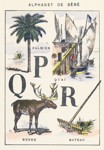 P Q R: palmboom, dok, rendier, hark