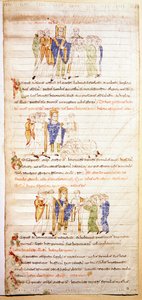 Pagina van een verluchte bijbel (Ms.723-Foglio 138v) uit het begin van de 12e eeuw door Unknown artist