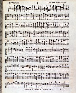 Pagina van muzikale partituur van Sinfonie musicali door Ludovico Viadana door Unknown artist