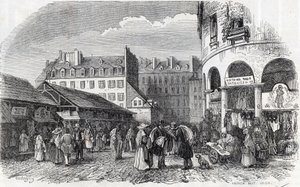 Parijs, 3e arrondissement - La rotunde du Carreau du Temple in Parijs in de 19e eeuw - Gravure in Tableau-de-Paris door Edmond Texier door Unknown artist