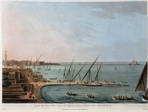 Deel van de nieuwe stad in Alexandrië, met de vuurtoren - in "Gezichten in Egypte, Palestina en andere delen van het Ottomaanse Rijk" door Unknown artist