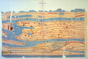 Peutingerkaart die de Romeinse wegen in Egypte en Turkije voorstelt. Wegenkaart uit de 13e eeuw gebaseerd op een kaart van het Romeinse Rijk uit de 3e eeuw.