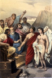 Phryne (Griekse courtisane) voor de rechters van Athene. door Unknown artist