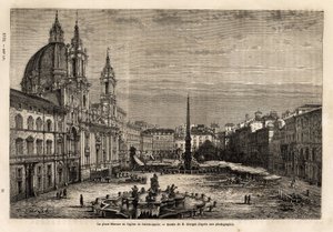 Piazza Navona, gebouwd op de ruïnes van het Stadion van Domitianus uit de 1e eeuw, is de trots van barok Rome, met de fontein van de 4 rivieren, gebouwd tussen 1648-1651, volgens het ontwerp van Bernini (1598-1620) en de kerk van St. Agnes, gebouwd tussen door Unknown artist
