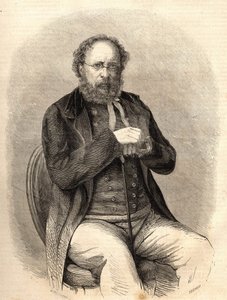Pierre Joseph Proudhon (1809 - 1865). Franse socialistische theoreticus, voorloper van het anarchisme. Gravure uit 1865. Bianchetti Collectie door Unknown artist