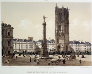 Place du Chatelet en de Saint-Jacques Toren door Unknown artist