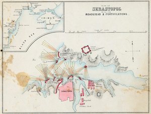 Plan van Sebastopol met de vestingwerken en wallen, Krim door Unknown