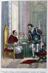 Paus Clemens V en Filips IV de Schone, koning van Frankrijk, besloten de Tempeliers te elimineren
