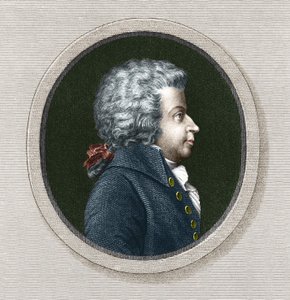 Portret van Wolfgang Amadeus Mozart (1756-1791) - gravure 19e eeuw
