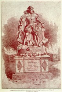 Portret van Filips II over de Spaanse Inquisitie - gravure door Unknown artist