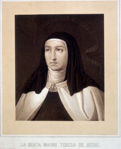Portret in buste van Sint Theresia van Jezus (of Sint Theresia van Avila) (1515-1582), gravure door Unknown artist