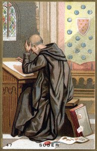 Portret van Abbe Suger (1081 - 1151). Chromolithografie van het einde van de 19e eeuw
