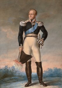Portret van Alexander I van Rusland, ca. 1819 - Waterverf - Voetportret van Alexander I, Tsaar van Rusland (1777-1825) - Anonieme waterverf door Unknown artist