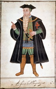 Portret van Alphonse (Alfonso of Afonso) door Albuquerque (1453 - 1515). Manuscript door Pedro Varretto de Resenda. 16e eeuw.