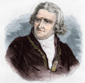 Portret van Antoine Augustin Parmentier (1737 - 1813), Franse militaire apotheker en agronoom. Gravure uit 1866 door Unknown artist
