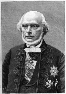 Portret van Armand de Quatrefages de Breau (1810-1892), Franse natuuronderzoeker en antropoloog. (Van een foto door Charles Gallot). Gravure in 