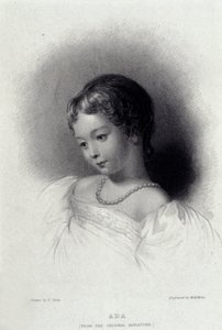 Portret van Augusta Ada Byron (1815-1852), dochter van dichter George Gordon Byron (gravure 19e eeuw)