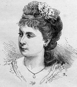 Portret van Blanche Baretta (Barreta) (geb. 1855), Franse komiek, lid van de Comédie Française van 1875 tot 1901. Gravure in 