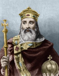 Portret van Karel de Grote (742 - 814), Koning van Frankrijk - in Histoire des Français door Lavallée, gravure. door Unknown artist