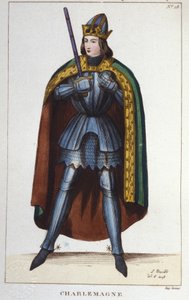 Portret van Karel de Grote of Karel I de Grote (742 - 814) koning van de Franken gegraveerd 1830 door Unknown artist