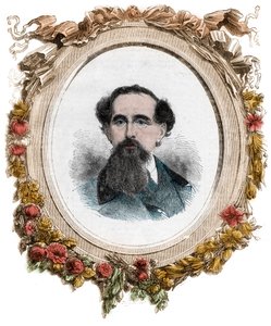 Portret van Charles Dickens (1812-1870) Engelse romanschrijver, gravure