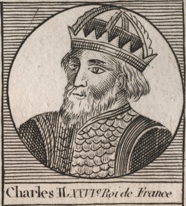 Portret van Karel II de Kale (823-877), Koning van Frankrijk (gravure uit 
