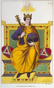 Portret van Karel II de Kale (823 - 877), Koning van Frankrijk, gravure uit 1830 door Unknown artist