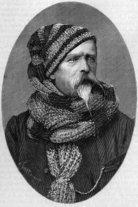 Portret van Charles Marie Etienne Champion Dubois de Nansouty (1815-1895), Franse generaal, in bergkleding. (Van een foto genomen in Bagneres de Bigorre in 1879). Gravure in 