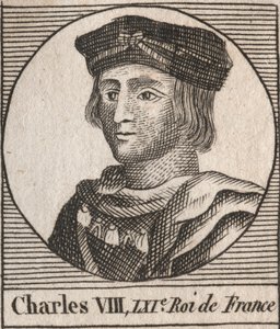 Portret van Karel VIII (1470-1498), koning van Frankrijk - gravure uit 