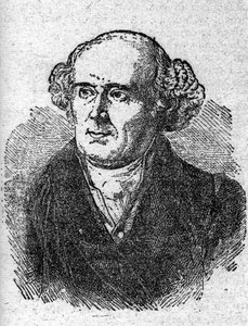 Portret van Christian Hahnemann (1755 - 1843), oprichter en arts van de homeopathie. Gravure uit de 19e eeuw.