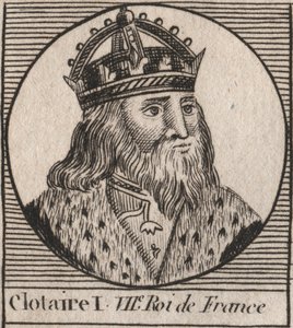 Portret van Clothaire I (497 - 561), Koning van Neustrië en Koning van de Franken (gravure uit 