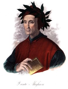 Portret van Dante (1265-1321), Italiaanse dichter, gravure 19e eeuw