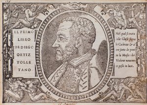 Portret van Diego Ortiz Tolletano (Toledano) (houtsnede)