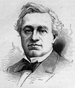 Portret van Edmond Got, Franse comédienne, lid van de Comédie Française. Gravure in 