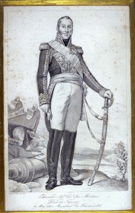 Portret van Edouard Adolphe Casimir Joseph Mortier, hertog van Trevise (1768-1835), maarschalk van Frankrijk. Gravure uit de 19e eeuw door Unknown artist