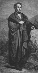 Portret van Felix Mendelssohn - Bartholdy (1809 - 1847), Duitse componist. door Unknown artist