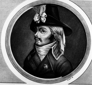 Portret van Francois Athanase (Francois-Athanase) De Charette de la Contrie (1763 - 1796), soldaat. Gravure in 