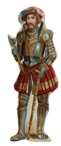 Portret van Francois I (1494 - 1547), koning van Frankrijk. Chromolithografie, eind 19e eeuw.