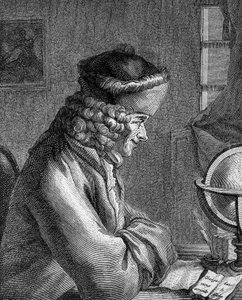 Portret van Francois Marie Arouet, bekend als Voltaire (1694 - 1778) in het Chateau de Ferney in 1764 door Unknown artist