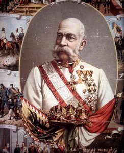Portret van François Joseph I (1830 -1916). Keizer van Oostenrijk en koning van Hongarije. Chromolithografie uit het einde van de 19e eeuw