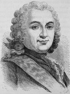 Portret van François de Chevert (1695 - 1769). Gravure van het einde van de 19e eeuw in 
