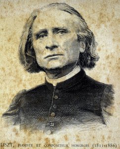 Portret van Franz Liszt, Hongaarse pianist en componist (1811 - 1886) - in 
