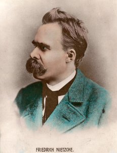Portret van Friedrich Nietzsche (1844 - 1900), Duitse filosoof. Gravure uit de 19e eeuw. Privécollectie.
