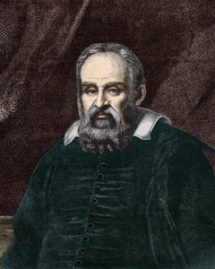 Portret van Galileo Galilei genaamd Galileo (1564 - 1642). 19e-eeuwse gravure