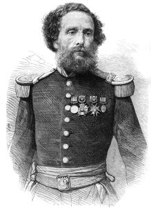 Portret van generaal Juan Antonio Pezet (1809-1879), president van de Republiek Peru. Gravure in 